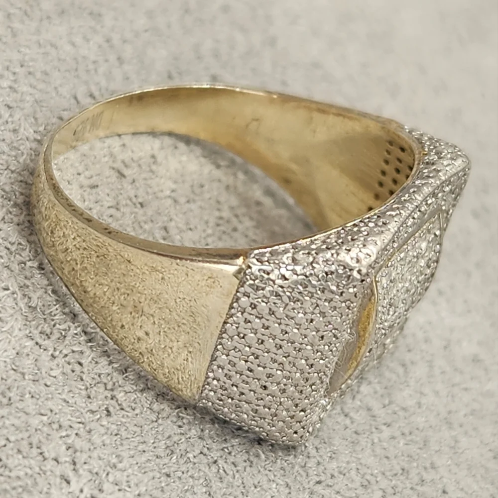 Diamond Cluster Ring Men’s 10.75 925 Sterling Silver Statement Bold Maximalism